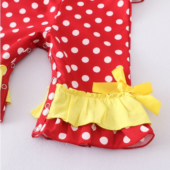 Minnie Mouse Baby Girls Smocked Embroidered Boutique Romper Jumpsuit - Picture 3 of 4